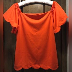 NWOT Banana Republic Orange Scalloped Top L